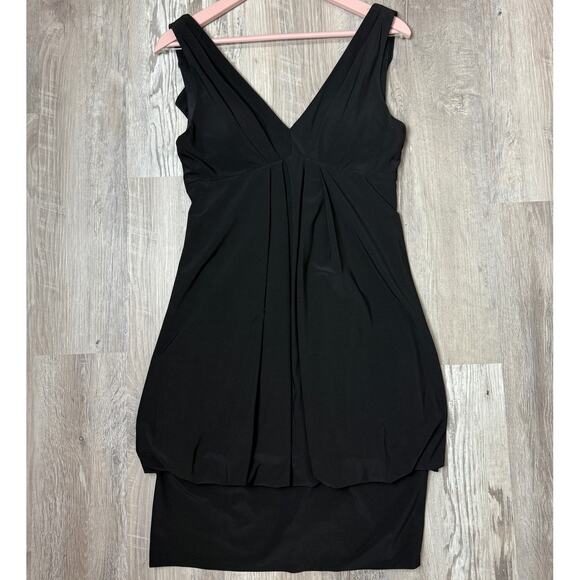 Eliza J Black Pleated V-Neck Sleeveless Sheath Dress Size 10 Classic Chic - Picture 1 of 14